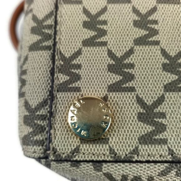 Michael Kors Grayson Large Convertible Satchel Bag MK Signature Logo PVC Natural - Picture 16 of 16